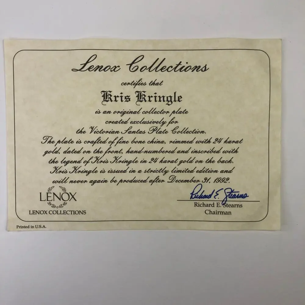 Lenox 1992 International Santa Claus Plate Collection Kris Kringle EUC B0102